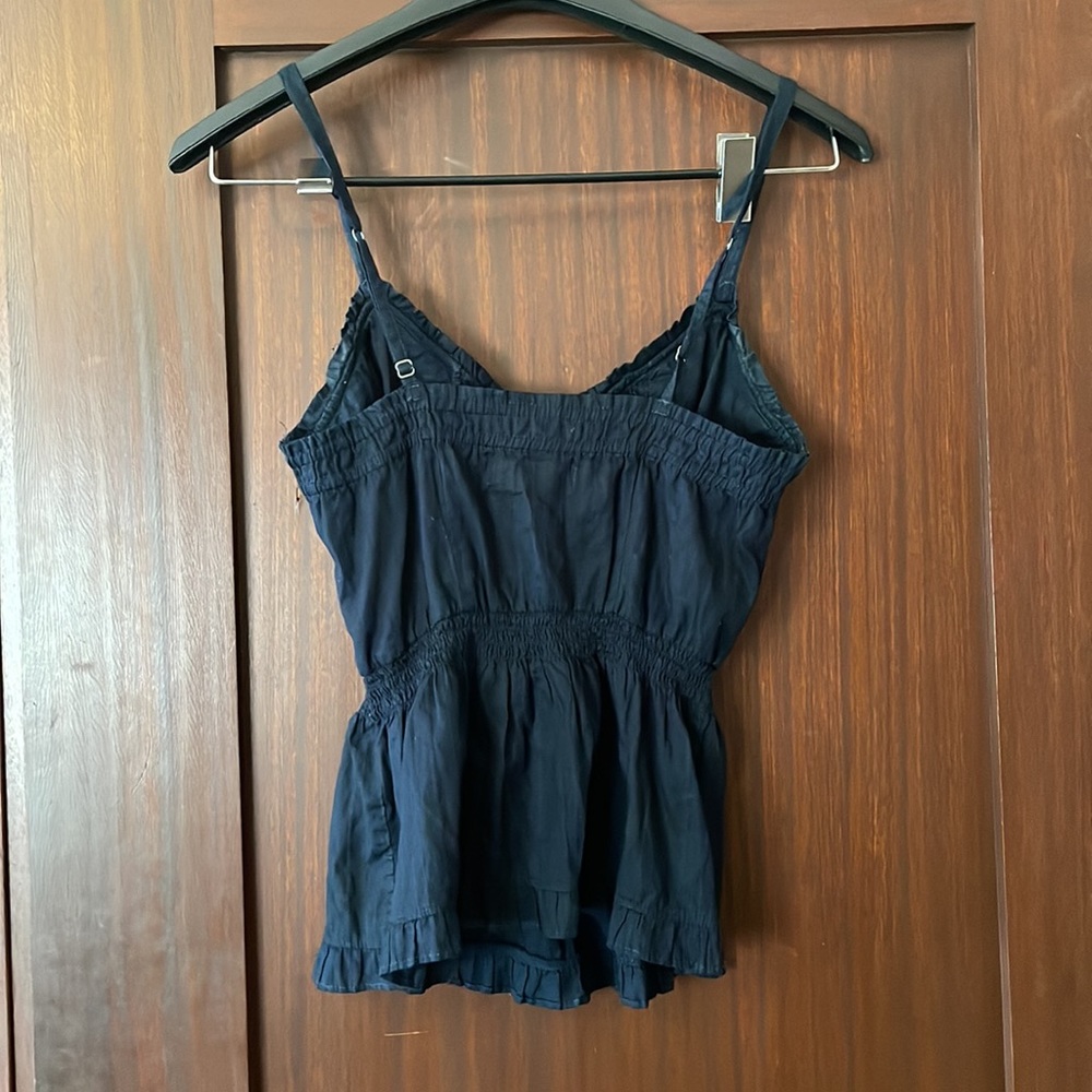 Hollister Navy Spaghetti Strap Ruffle Cinched Peplum Tank - Picture 2 of 4